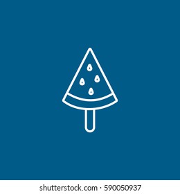 Ice Cream Line Icon On Blue Background