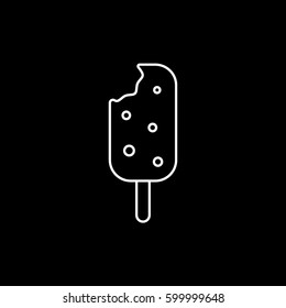 Ice Cream Line Icon On Black Background