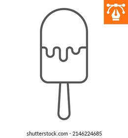 Ice cream line icon, outline style icon for web site or mobile app, food and sweet , ice cream vector icon, simple vector illustration, vector graphics with editable strokes.