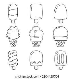Ice-Creme-Linie-Symbol einzeln auf weißem Hintergrund. Vektorgrafik.