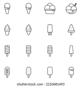 Ice Cream Line Icon Set