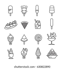 ice cream line icon set