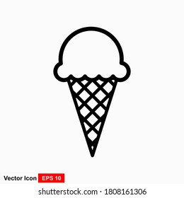 Ice cream line icon. Single high quality symbol of fast food for web design or mobile app. Thin line signs of ice cream for design logo etc.