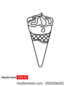 Ice cream line icon. Single high quality symbol of fast food for web design or mobile app. Thin line signs of ice cream for design logo etc.