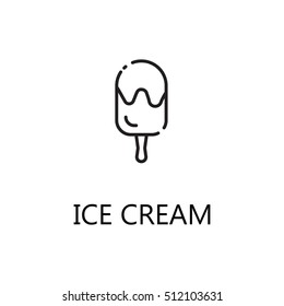 Ice cream line icon. Single high quality symbol of fast food for web design or mobile app. Thin line signs of ice cream for design logo, visit card, etc. Outline pictogram of ice cream. 
