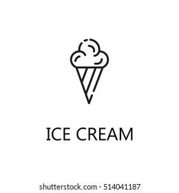 Ice cream line icon. Single high quality symbol of fast food for web design or mobile app. Thin line signs of ice cream for design logo, visit card, etc. Outline pictogram of ice cream. 
