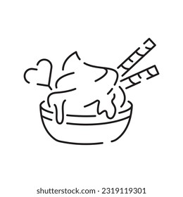 Ice Cream line Icon. Summer vector such as parfait, vector frozen yogurt, ice cream sundae, vanilla, chocolate. Dessert
