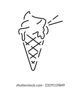 Icono de línea de helado, verano como parfait, yogur helado vectorial, helado sundae, vainilla, chocolate