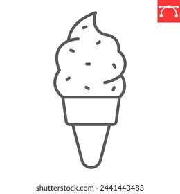Ice cream line icon, summer and dessert, sundae vector icon, vector graphics, editable stroke outline sign, eps 10.