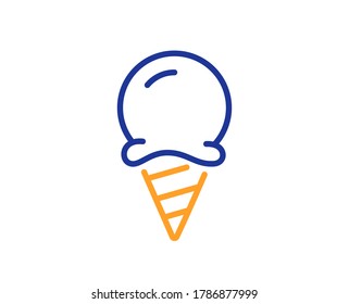 Ice cream line icon. Vanilla sundae cone sign. Frozen summer dessert symbol. Colorful thin line outline concept. Linear style ice cream icon. Editable stroke. Vector