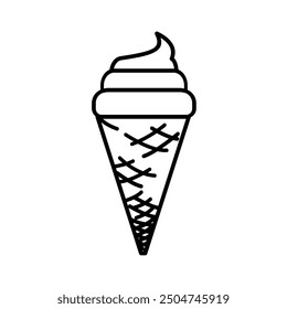 Ice cream line icon vector illustrations. simple fun soft serve icecream in waffle cone. Suitable for apps and websites UI designs.