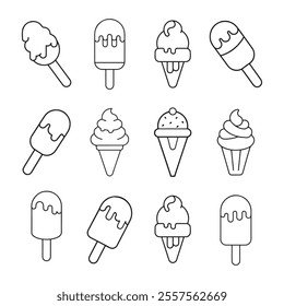 Ice Cream Line Icons. Editable Stroke. Pixel Perfect.