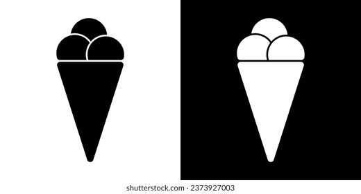 Ice cream line sign. Waffle cup ice cream illustration. Vector icon frozen dessert.