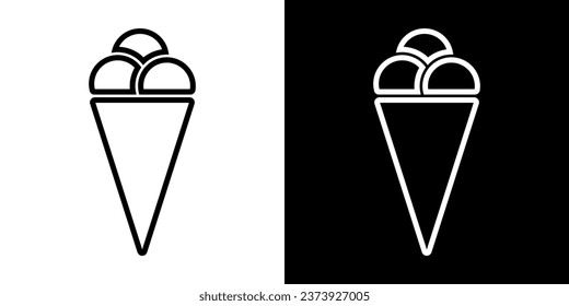 Ice cream line sign. Waffle cup ice cream illustration. Vector icon frozen dessert.