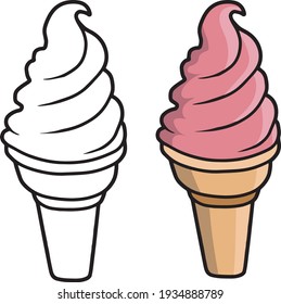 ice cream line vector illustration ,ice cream coloring book