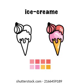 ice cream line vector illustration ,ice cream Coloring page