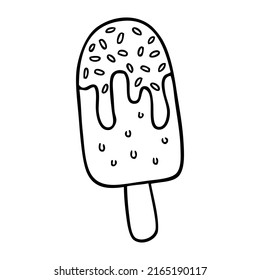 ice cream line vector illustration,isolated on white background,top view