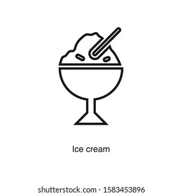 Ice cream linear icon vector on white background. Food black icon illustration