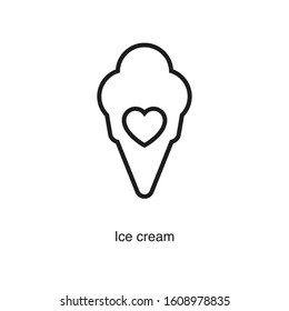 Ice cream linear icon vector on white background. Black icon illustration