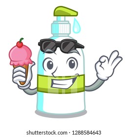 With ice cream liquid soap