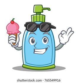 With ice cream liquid soap character cartoon