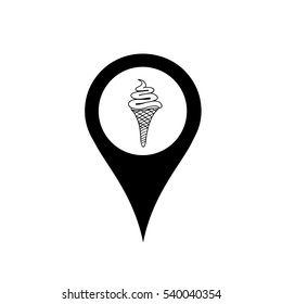 ice cream location icon vetor illustration