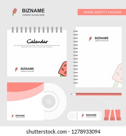 Ice cream Logo, Calendar Template, CD Cover, Diary and USB Brand Stationary Package Design Vector Template