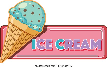 Ice cream logo cartoon style isolated illustration