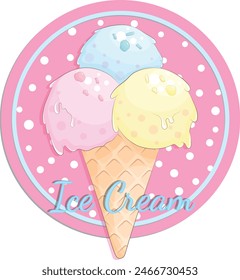Ice Cream Logo. Cartoon Vector Illustration. 