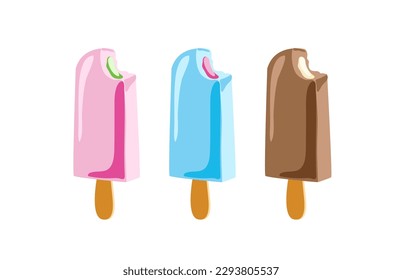 Ice cream logo collection. Waffle cone, icecream ball. Frozen dessert, gelato. Summer candy, icecream. Vanilla ice cream. Cold ice cream, sweet food logo. Milk icecream. Icecream vector illustration