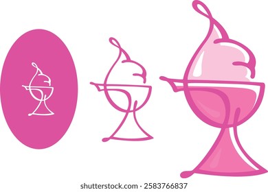 ICE CREAM LOGO IN A COLORFUL CUP IN STRAWBERRY PINK COLOR - VECTOR