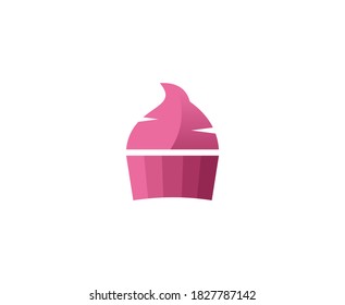 Ice cream logo cupcake vector icon 