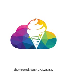 Diseño del logo de la crema de hielo. Icono vectorial de nubes de helado.	