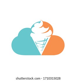 Ice cream logo design. Ice cream cloud vector icon.	