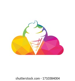 Ice cream logo design. Ice cream cloud vector icon.	