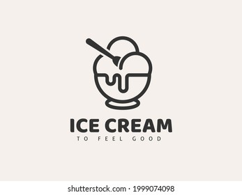 Ice Cream Logo Design Concept For Cup Ice Cream, Minimal Ice Cream Logo, Simple Flat Design Ice Cream Logo