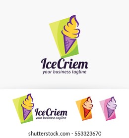 Ice cream logo design. Food and Drink, Cafe and Dessert. Vector logo template