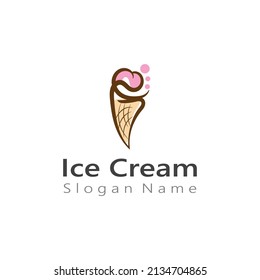 Ice cream logo design, fresh ice cone template Vector illustration