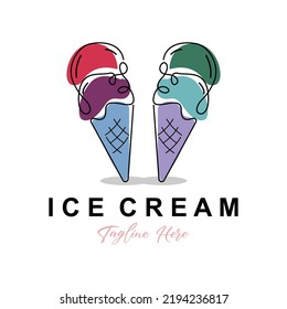 Ice Cream Logo Design, Fresh Sweet Soft Cold Food Illustration, Children's Favorite Vector, Product Brand