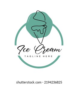 Ice Cream Logo Design, Fresh Sweet Soft Cold Food Illustration, Children's Favorite Vector, Product Brand