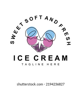 Ice Cream Logo Design, Fresh Sweet Soft Cold Food Illustration, Children's Favorite Vector, Product Brand