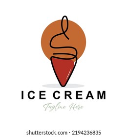 Ice Cream Logo Design, Fresh Sweet Soft Cold Food Illustration, Children's Favorite Vector, Product Brand