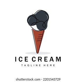 Ice Cream Logo Design, Fresh Sweet Soft Cold Food Illustration, Children's Favorite Vector, Product Brand