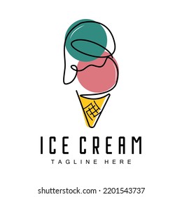 Ice Cream Logo Design, Fresh Sweet Soft Cold Food Illustration, Children's Favorite Vector, Product Brand