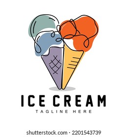 Ice Cream Logo Design, Fresh Sweet Soft Cold Food Illustration, Children's Favorite Vector, Product Brand