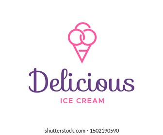 Ice cream logo design. line art logo vector