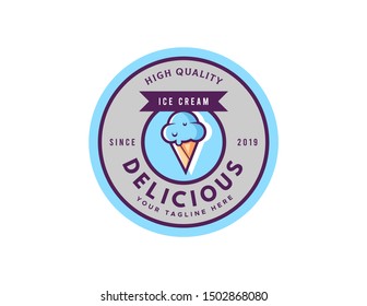 Ice cream logo design. retro logo badge. vintage logo vector