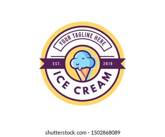 Ice cream logo design. retro logo badge. vintage logo vector