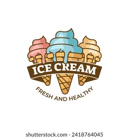 Diseño del logotipo de helado. Etiquetas e insignias del logo de la heladería, carteles de gelatería.