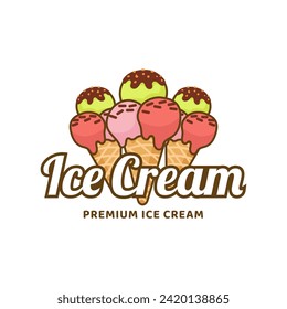 Ice Cream Logo Design. Ice cream shop logo badges and labels, gelateria signs.